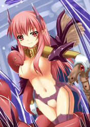 1girls breasts cane female highres horns hoshizuki_(seigetsu) long_hair looking_at_viewer navel nipples no_panties original pink_eyes pink_hair pointy_ears pussy smile solo tail uncensored wings