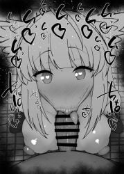 1boy 1girls :>= arknights:_endfield big_breasts big_penis black_and_white blush breasts censored detailed_background drooling erect_nipples eyelashes fellatio female heart heart-shaped_pupils human indoor inside kneeling kurotama long_hair looking_at_viewer male male_pov nipples no oral oral_sex penis perlica_(arknights:_endfield) pov room saliva shiny shiny_skin sketch sound_effects squatting sweat text tongue tongue_out vein veins veiny veiny_penis