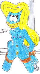 blonde_hair breasts godzilla713 long_hair nude nude_female rope_bondage smurfette tagme the_smurfs