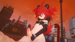 1boy 1girls 3d 3d_animation ahoge animated big_penis clothed_female_nude_male completely_naked completely_naked_male completely_nude completely_nude_male covering_mouth covering_own_mouth cowgirl_position cum ejaculation erection eyepatch female_on_top gigaman76 gloved_handjob grinding handjob hoyoverse koleda_belobog large_penis light-skinned_female light-skinned_male light_skin long_hair midriff mihoyo mp4 naked navel no_sound nude nude_male orgasm outdoor_nudity outdoor_sex outdoors partially_nude penis petite petite_female pussy pussyjob red_eyes red_hair small_breasts straddling thong thong_aside twintails video zenless_zone_zero