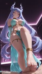 1girls ai_generated barefoot big_breasts blue_eyes blue_hair boku_no_hero_academia breasts curvy curvy_body curvy_female dancer dancer_outfit dreamyan_ai feet foot_fetish foot_focus footjob from_below hadou_nejire hair_horns harem_outfit hi_res high_quality high_resolution highres huge_breasts large_breasts leg_up long_hair male_pov my_hero_academia nejire_hado pelvic_curtain pov seductive seductive_eyes seductive_look seductive_mouth seductive_pose seductive_smile standing thick_ass thick_thighs thighs toes uncensored very_long_hair