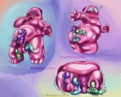5:4 abstract_background ambiguous_gender anal anthro ball_sniffing ball_suck ball_worship balls belly_overhang blissful blue_body blush bodily_fluids body_worship butt_lick butt_worship candy circumcised dated dessert dripping english_text erection fat_rolls feet flustered food food_creature foot_fetish foot_in_mouth foot_lick foot_play foot_sniffing foot_suck footjob foreplay foursome genital_fluids genital_worship genitals gradient_background green_body group group_sex gummy_(food) gummy_creature half-closed_eyes hi_res humanoid licking living_candy looking_at_another looking_back looking_down looking_down_at_partner looking_pleasured male male/ambiguous markings moobs motion_lines multiple_positions narrowed_eyes nerd_(species) nerds null obese obese_male oral overweight overweight_male penile penis penis_worship pink_body precum precum_drip precum_string purple_body rimming rimming_male saliva sequence sex signature simple_background sitting sniffing spots spotted_body standing sucking surprised text thick_thighs toe_in_mouth toe_suck toes tongue undergreysnest vein veiny_penis watermark