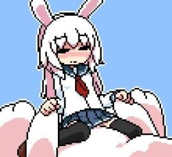 1boy 1girls animated bunny_ears cum cum_in_pussy cum_inside no_sound original penetration pixel_art qswan sex stealth_sex tagme video white_hair