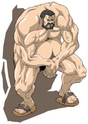 1boy beard black_hair facial_hair flexing front_view fullmetal_alchemist hair human male male_only muscles nude short_hair sig_curtis solo tagme