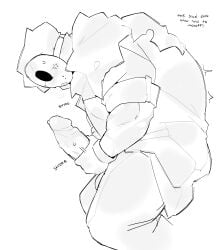 1boy annoyed balls big_penis english_text forsaken_(roblox) hunched_over masturbation onomatopoeia panting penis precum roblox roblox_game robloxian self_upload slasher_(forsaken) solo_male stroking_penis sweat tagme text thick_penis toari