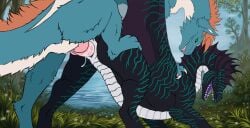 animal_genitalia animated belly blue_body bodily_fluids caprica claws cloaca cum day deltablackk detailed_background dominant dragon drakeor duo erection european_mythology female female_penetrated feral feral_on_feral feral_penetrated feral_penetrating feral_penetrating_feral flower frill_(anatomy) from_behind_position fur furred_dragon furred_scalie genital_fluids genitals grass green_eyes green_stripes knot knotted_penis leg_grab looking_pleasured male male/female male_penetrating male_penetrating_female markings membrane_(anatomy) membranous_wings mounting mythological_creature mythological_scalie mythology narrowed_eyes nature orange_body orange_fur outside penetration penile penile_penetration penis penis_in_vagina plant scaled_dragon scales scalie sex smile spread_legs spreading step_position stomach_bulge striped_body stripes tail tongue tongue_out tree vaginal_penetration vulva water western_dragon white_belly wings