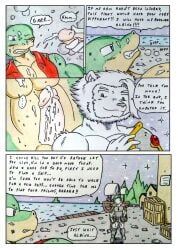 absurd_res albino_(seaborn) angry anthro armor armored_boots barazoku blush blush_lines bodily_fluids breath clothed clothing comic comic_panel crate cum cum_drip cum_on_body cum_on_chest cum_on_face cum_on_penis dashthefox defeated defeated_hero dialogue dripping duo ejaculation felid fur genital_fluids genitals green_body green_eyes hi_res humiliation lion lizard male male/male mammal medieval medieval_armor medieval_fantasy multicolored_body night nikel open_clothing open_shirt open_topwear pantherine pecs penis port purple_eyes red_clothing reptile scalie scar seaside seaside_sex shirt shoulder_pads speech_bubble topwear walking walking_away white_body white_fur wounded