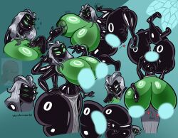 anus ass ass_focus colored_skin huge_ass huge_breasts multiple_arms multiple_eyes post-transformation shiny_skin species_transformation spider_girl thick_thighs transformation ultimateemerald wide_hips