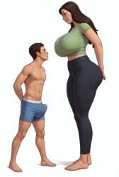 ai_generated big_breasts breasts breasts_out bulge curvaceous curvy curvy_female curvy_figure erection grabbing_penis huge_breasts large_breasts larger_female male/female original_character size_difference smaller_male tagme touching_penis video voluptuous