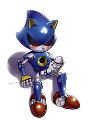 1boy 7624cq animal_ears anthro balls blush cat_ears erection hedgehog looking_down machine male male_only mammal masturbation mechanical metal_sonic nude penis robot sitting solo sonic_(series) video_games