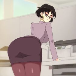 animated ass ass_focus ass_shake clothed clothing eri_(rtil) female fully_clothed leaning_forward looking_back looking_over_shoulder loop looping_animation office office_lady ol original_character pantyhose pencil_skirt rtil seductive_smile short_playtime solo solo_female solo_focus teasing unprofessional_behavior