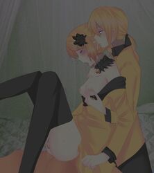 artist_request blush brother_and_sister couple evillious_chronicles female fingering incest kagamine_len kagamine_rin nipples siblings story_of_evil straight twincest twins vocaloid zettai_ryouiki