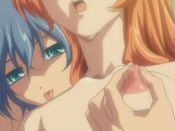 2girls animated aqua_eyes blue_hair breast_grab breasts discode erect_nipples female fondling groping higuchi_futaba izumi_kyouka licking long_hair multiple_girls nipple_squeeze nipples nude open_mouth red_hair saliva schoolgirl short_hair tongue yuri