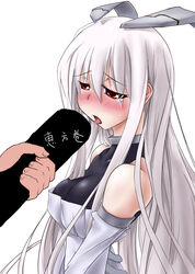 bare_shoulders blush bodysuit character cocytus_(wind_master) commission crying detached_sleeves ghast handjob highres long_hair minecraft minecraft_(series) minecraft_xxx penis personification red_eyes sexually_suggestive tagme tears tongue tongue_out white_hair