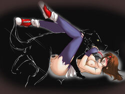 art_of_fighting ass blood blush breasts canine clenched_fist clenched_hand closed_eyes female king_of_fighters leg_lift legs_up lying nipples on_back open_mouth pussy pussy_juice rape ryuuko_no_ken saliva screaming sex snk spandex speed_lines struggle struggling tongue torn_clothes vaginal_penetration virgin yuri_sakazaki zoophilia