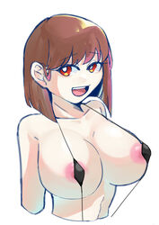 1girls 2d big_breasts breasts chara female female_only human human_female human_only looking_at_viewer red_eyes solo undertail undertale undertale_(series)