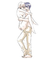 clothing couple luc mabo-udon mcdohl medium_breasts rule_63 short_hair standing_sex suikoden suikoden_i tir_mcdohl