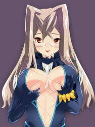 breasts character_request cleavage cum glasses highres large_breasts long_hair preza tales_of_(series) tales_of_xillia