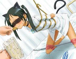 animal_ears arms_behind_back back blindfold blush bondage bottomless box_tie cat_ears cat_tail choker clothing cum cum_in_container cum_in_cup cup dress_shirt female francesca_lucchini gag gokkun mug no_panties panties shirt solo spreader_bar strike_witches striped striped_panties sweatdrop tail tape tape_gag taped_legs underwear ungagged yamija