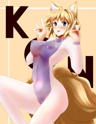 1girls :p animal_ears bare_shoulders big_breasts blonde_hair blue_eyes blush bodypaint breasts cute_fang dearmybrothers face fangs female female_only fox_ears fox_tail hair hi_res highres large_breasts multiple_tails naked_paint navel nipples no_hat nude painted_clothes pussy ran_yakumo short_hair simple_background solo tail tongue tongue_out touhou uncensored