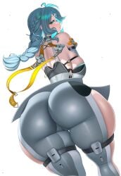1girls ass ass_focus big_ass big_breasts blue_hair bottom_heavy breasts bubble_butt clothing fat_ass female female_only huge_ass large_ass looking_at_viewer looking_back luunamito massive_ass png rear_view seed_(zenless_zone_zero) solo thick_ass thick_thighs thunder_thighs wide_hips zenless_zone_zero