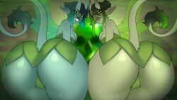 2girls ass ass_bigger_than_head ass_focus ass_up big_ass big_booty big_butt booty butt_focus demon demon_girl demon_girls demon_horns demon_tail demoness demonesses demons dress fangs female female_focus female_only green_body green_fur green_hair green_skin horns horny hueaxis humans_are_not_that_against_lizardwomen humans_are_not_that_against_lizardwomen_2 imp imps looking_at_viewer original original_art original_artwork original_character original_characters panties round_ass round_butt showing_ass snout tail video_game video_game_character video_games wings yellow_eyes