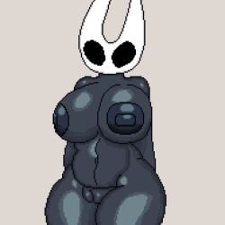 anthro big_breasts black_body black_eyes black_nipples bug female female_only hollow_knight hollow_knight:_silksong hornet_(hollow_knight) masked_female nude pixel_art pumpkinz6 pussy silksong solo team_cherry thick_thighs thighs
