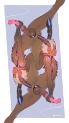 animal_penis cum cum_string dark-skinned_male dark_skin demon_boy demon_horns demon_tail feet_out_of_frame highres horns horse_penis navel nipple_piercing original penis piercing pointy_ears short_hair single_horn tail tailbox white_hair yellow_eyes