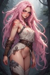 ai_generated anime anime_girl anime_style big_ass big_breasts disney kira_(temple_of_forgotten_gods) naked naked_female nipples pale_skin pink_hair pussy pussy_juice sexy temple_of_forgotten_gods warrior
