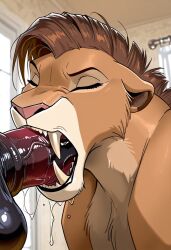 amani_the_shaman black_lips closed_eyes deep_throat deepthroat dildo dildo_in_mouth drooling ears_down feline female horse_dildo lioness open_mouth saberteeth sabertooth saliva sharp_teeth swallowing_while_deepthroating