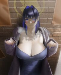 1girls alley alleyway alternate_costume alternate_outfit areola_bulge areolae_bulge arms_raised arms_up avrgandordinary big_breasts big_nipples black_glasses blue_dress blue_eyebrows blue_eyes blue_hair blue_nail_polish blue_nails blush blushing_at_viewer blushing_profusely breasts breath brick_wall brown_background closed_mouth clothed clothed_female covered_areola covered_areolae covered_breasts covered_nipples curvaceous curvaceous_body curvaceous_female curvaceous_figure curvaceous_hips curvy curvy_body curvy_female curvy_figure curvy_hips detailed_background dress fat_breasts female female_focus female_only furrowed_brow furrowed_eyebrows glasses graffiti graffiti_on_wall grey_jacket hands_in_sleeves hands_raised hands_up heart-shaped_pupils heart_eyes heart_in_eye heart_symbol hearts_in_eyes hips hololive hololive_english huge_boobs huge_breasts imminent_sex in_public inviting inviting_to_sex jacket large_boobs large_breasts light-skinned_female light_skin long_hair long_sleeves looking_at_viewer looking_up megane mouth_closed nail_polish nipple_bulge nipples ouro_kronii painted_nails pale-skinned_female pale_skin plump_breasts poster poster_(object) pov public pulling_own_clothes pulling_strap raised_arms raised_hands round_breasts shade shadow shadows sleeves sole_female solo_female solo_focus spectacles standing steam steaming steaming_body steaming_breath steamy steamy_body steamy_breath two_tone_hair undressing undressing_self very_long_hair virtual_youtuber visible_air visible_breath voluptuous voluptuous_body voluptuous_female vtuber wall wall_(structure)