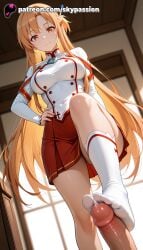 1boy 1girls 2025 ai_assisted ai_generated anime artist_name asuna_(sao) average_breasts bangs big_penis blurry blurry_background breast breasts brown_eyes bust censored chest cock depth_of_field dick explicit feet feet_fetish female foot_fetish foot_play footjob hand_on_hip hi_res high_quality high_resolution highres indoors long_hair looking_at_viewer medium_boobs medium_breasts normal_boobs normal_breasts parted_bangs patreon patreon_username penis pointy_ears pov skirt skypassion smile solo_focus stable_diffusion straight sword_art_online toejob toes uncensored very_long_hair watermark white_legwear window yuuki_asuna