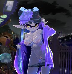 1girls breasts callie_(splatoon) digital_drawing_(artwork) digital_media_(artwork) exhibitionism exhibitionist female flashing hands happy hideyoshi_(swliyhbpe9xqqze) inkling large_breasts offscreen_character outdoors phone photo pink_nipples public public_nudity pussy smile splatoon splatoon_(series) taking_picture vagina yellow_eyes