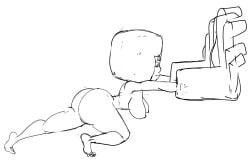 1girls afro ass big_breasts black_and_white breasts female female_only garnet_(steven_universe) gauntlets gem_(species) huge_ass nipples pushing sadnest sketch steven_universe