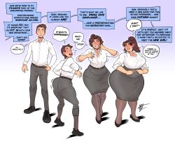 ass_expansion big_ass big_breasts big_butt big_hips breast_expansion breast_growth expansion gender_transformation genderswap genderswap_(mtf) growth grumpy-tg hair_growth huge_ass huge_butt huge_hips massive_butt massive_penis office office_clothing office_lady sequence tied_hair transformation weight_gain wide_hips