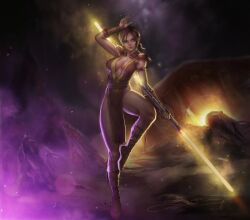 bastila_shan big_ass big_breasts cleavage female jakub_drozd jedi knights_of_the_old_republic lightsaber no_bra no_panties no_underwear star_wars thick_thighs wide_hips