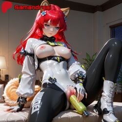 ai_assisted ai_generated akekuri animal_ears animal_genitalia arknights:_endfield blue_eyes bodysuit boobs_out breasts breasts_out canine cute cute_face detailed_background dildo dog_ears dog_girl female female_focus female_human female_only legs light-skinned_female light_body light_skin long_hair masturbation more_at_source nipples patreon pink_nipples pussy pussy_juice pussy_juice_drip red_hair samandraai sex_from_behind sexy sexy_armpits sexy_clothing sexy_dress sexy_female tail tits_out uncensored wet wet_body wet_clothes wet_clothing wet_pussy wet_skin white_body