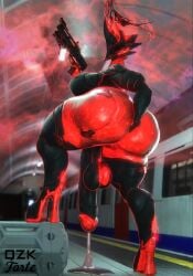 big_ass big_breasts big_penis breasts bubble_butt cleavage digging_up_in_they_ass ember_(warframe) futanari huge_ass huge_breasts huge_cock penis qzk_forte start_digging_in_yo_butt_twin thick_thighs warframe wide_hips