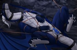 2025 animal_genitalia animal_penis anus arms_tied ass astrum_(adergstrum) blue_body blue_eyes bondage bound cage caged chains chastity_cage chastity_device claws collar colored cuff_(restraint) cuffs_to_collar digital_drawing_(artwork) digital_media_(artwork) digitigrade dragon enda_myx erection european_mythology feet feral forced genital_slit genitals half-closed_eyes half-erect hi_res hindpaw horn legs_tied looking_at_viewer lying male membrane_(anatomy) membranous_wings muzzle_(object) muzzled mythological_creature mythological_scalie mythology narrowed_eyes on_back paws penile penis quadruped restrained restrained_arms restraints rope rope_bondage rope_harness scales scalie shaded simple_background solo spread_legs spreading submissive tail toe_claws toes ventral_scales western_dragon white_body wings