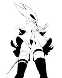 1girls 2_horns alternate_body_type alternate_breast_size arthropod artist_name big_ass big_butt bikini bubble_ass bubble_butt bug bug_girl female female_only hollow_knight hollow_knight:_silksong hornet_(hollow_knight) large_ass large_butt looking_at_viewer looking_back low-angle_view silksong team_cherry