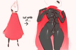 1girls 2_horns arthropod black_body black_skin blush blushing bondage bondage_outfit breasts bug bug_girl cloak doxy female female_only hollow_knight hollow_knight:_silksong hornet_(hollow_knight) lifting_own_clothes lifting_shirt silksong skinny skinny_girl solo solo_female team_cherry