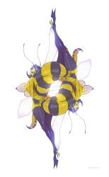 2futas abdomen_tail absurdres anal anal_object_insertion antennae anus arthropod_girl bee_wings commentary futa_only futanari highres insect_wings large_insertion medium_hair monster_girl multiple_futas object_insertion original penis simple_background stinger symbol-only_commentary tailbox tongue tongue_out white_background wings