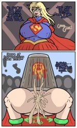 1girls 2_panel 2d after_sex ankle_cuffs anklet anon before_and_after before_sex big_ass big_breasts blonde_hair blue_eyes bondage cape clothed clothed_female comic comic_page crowd cuffs cum cum_in_pussy cum_leaking cum_leaking_out_of_pussy dc_comics defeated defeated_heroine dialogue english_text female female_focus guavagrunt huge_breasts huge_cock humiliated humiliation in_trash_can instant_loss instant_loss_2koma kryptonite leaking_cum nude nude_female outdoors painted raped speech squatting stuck stuck_in_object supergirl superheroine text thick_thighs thighs trash_can writing
