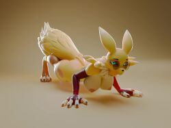 3d_(artwork) 3d_animation animated anthro bandai_namco blender_cycles breasts digi_(yourdigimongirl) digimon digimon_(species) digital_media_(artwork) exercise eyewear female glasses haolde hi_res looking_at_viewer mayosplash_(modeler) push-up renamon solo tagme video