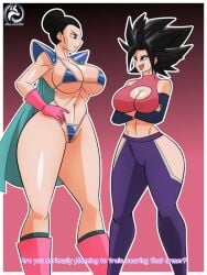 2girls artdefox black_hair chichi dragon_ball dragon_ball_super female female_only kefla milf tagme