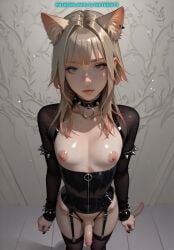 1boy ai_generated balls cat_boy cat_ears cat_tail femboy meybekity nipples otoko_no_ko penis trap yaoi