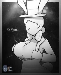 2025 2d 2d_(artwork) 2d_artwork artist_logo artist_name beanontoast big_breasts bowtie brenda_(clover) bunny_ears clothed clothing clover_(or3o) faceless_female female ghost ghost_girl monochrome thick_thighs