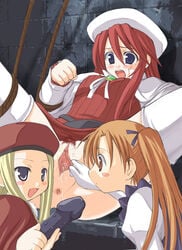 3girls aliese aty belfraw bondage censored dildo female multiple_girls pussy pussy_juice spread_legs spread_pussy summon_night summon_night_3 thighhighs yuri