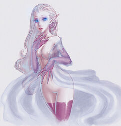 anitacica blue_eyes breasts final_fantasy final_fantasy_xi lips long_hair nipples pointy_ears see-through shiva shiva_(final_fantasy) simple_background