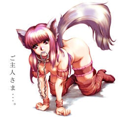 animal_ears arm_garter bondage bondage boots breasts canine chains chains collar female fujiwara_zakuro garters hanging_breasts hisahiko human japanese_text leash long_hair magical_girl mammal mew_zakuro mouth_hold nipples nude plain_background purple_eyes purple_hair raised_tail slave solo tail text thigh_boots thighhighs tokyo_mew_mew translated voluptuous white_background wide_hips wolf wolf_ears wolf_tail